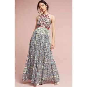 Anthropologie Bhanuni by Jyoti Adelise Beaded Halter Dress sz 4 EUC